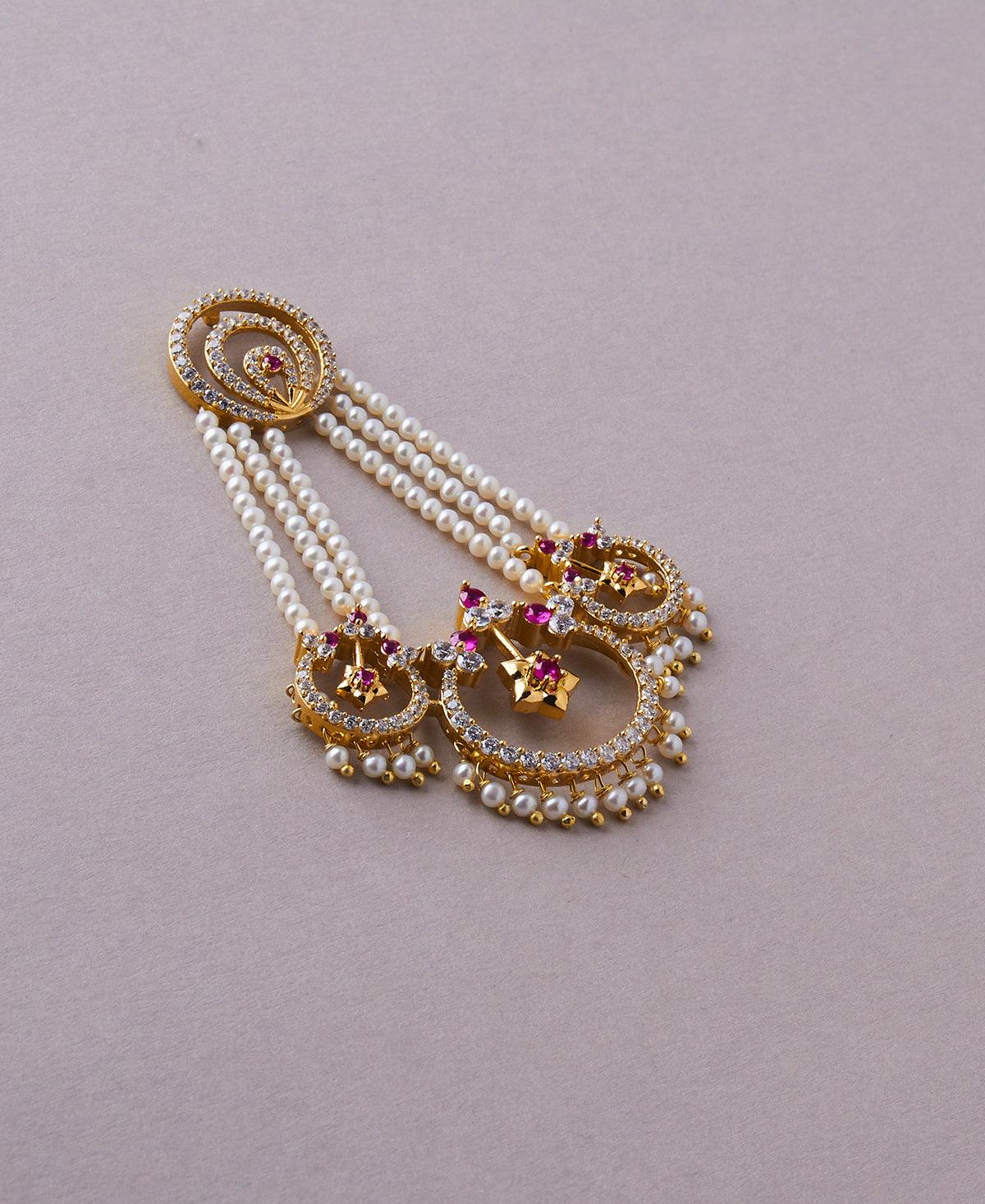 Regal Pearl and Stone Jhumka - Chandrani Pearls