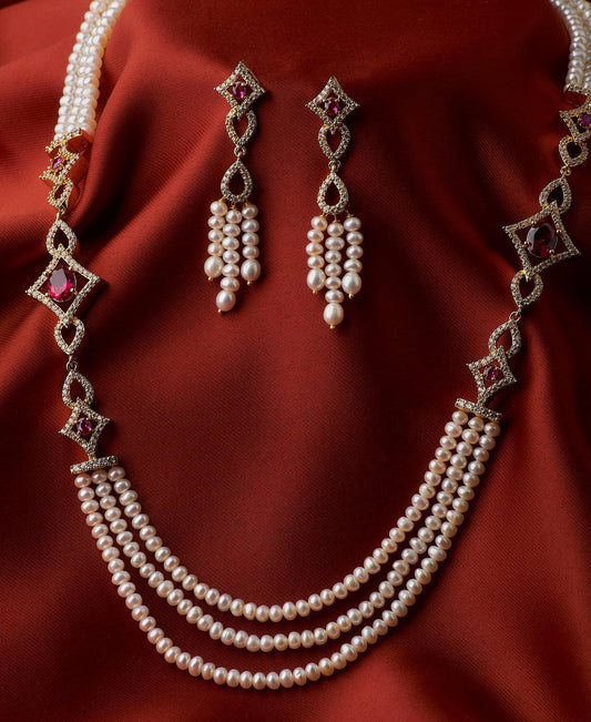 Regal Real Pearl Necklace Set - Chandrani Pearls