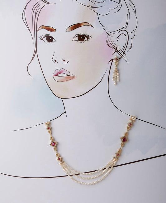 Regal Real Pearl Necklace Set - Chandrani Pearls