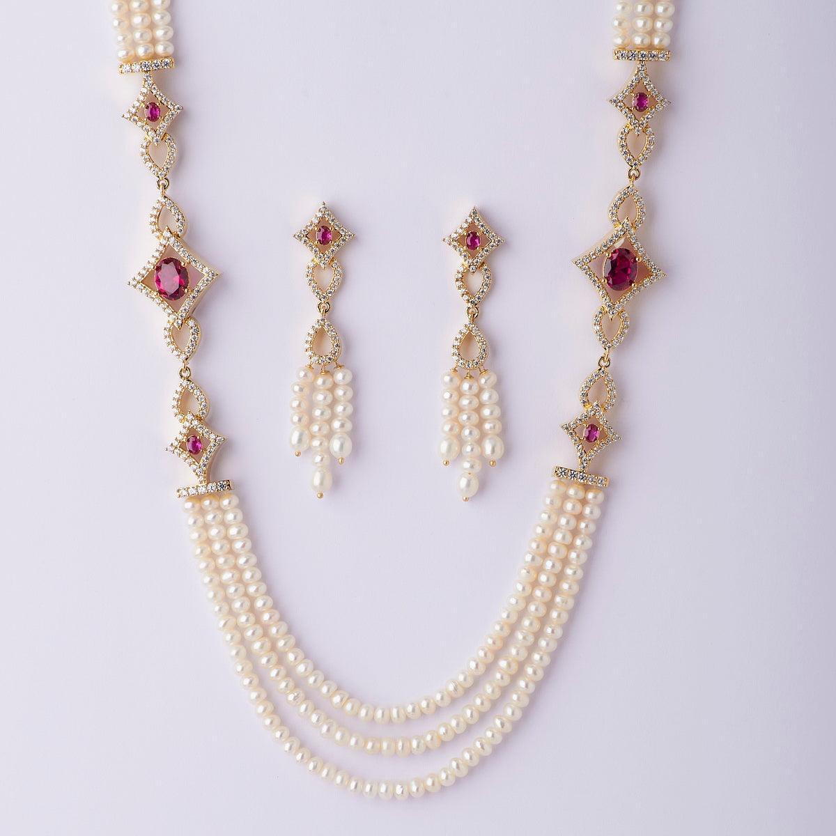Regal Real Pearl Necklace Set - Chandrani Pearls