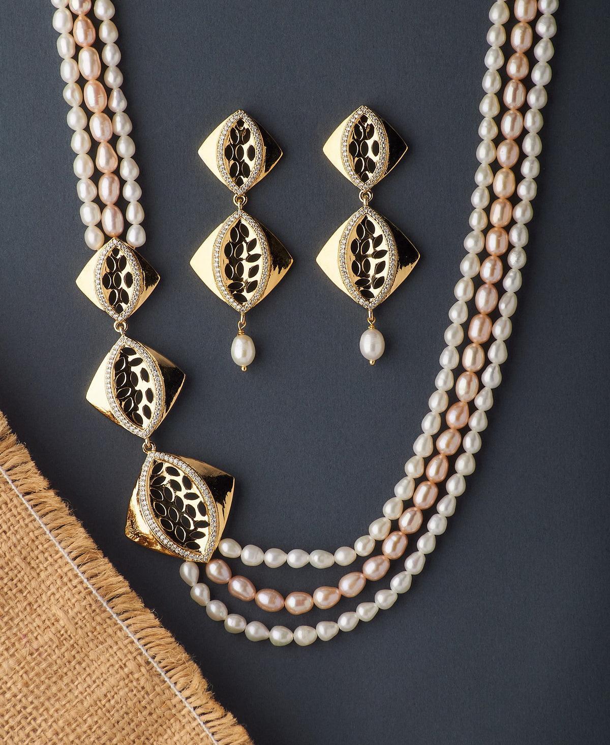 Regal Real Pearl Necklace Set - Chandrani Pearls