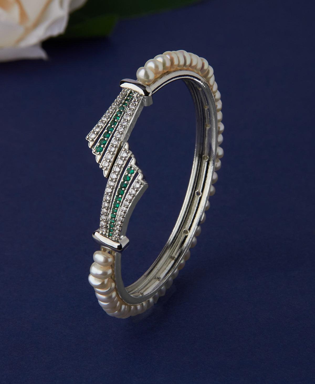 Ritzy Stone Studded Pearl Bracelet - Chandrani Pearls