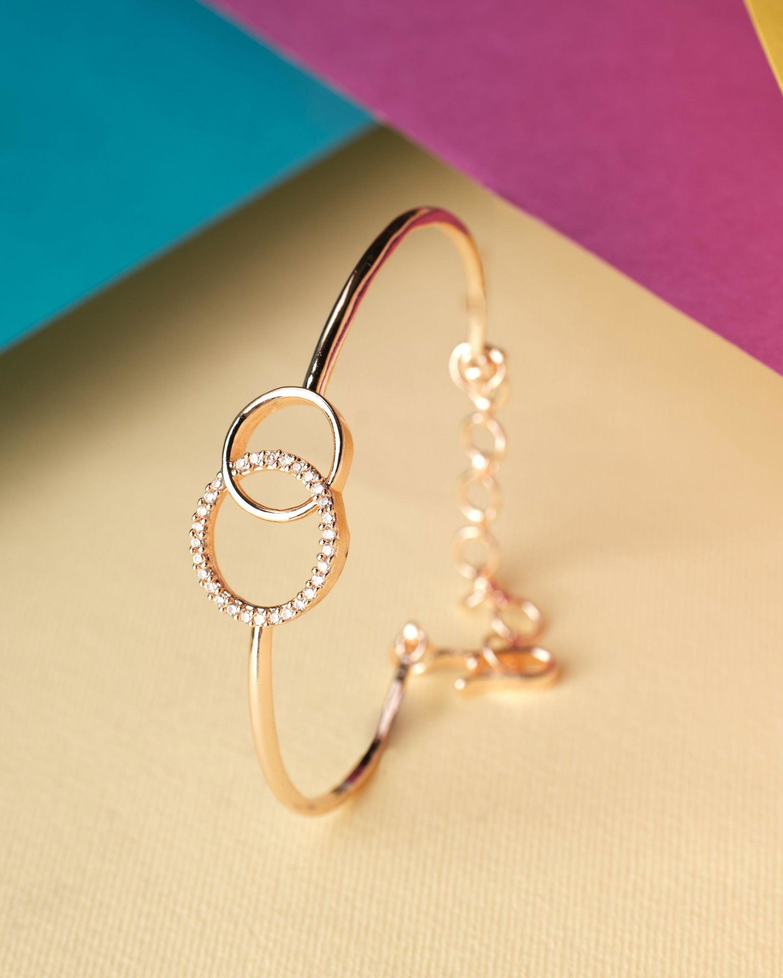 Rose gold AD Stud Bangle - Chandrani Pearls