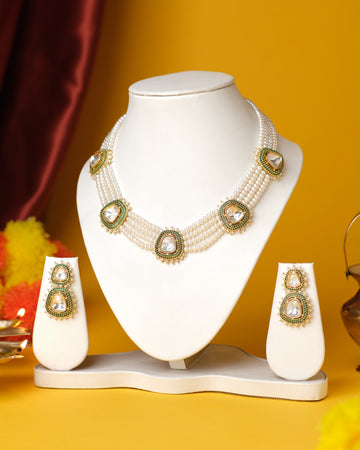Royal Pearl and Kundan Necklace Set