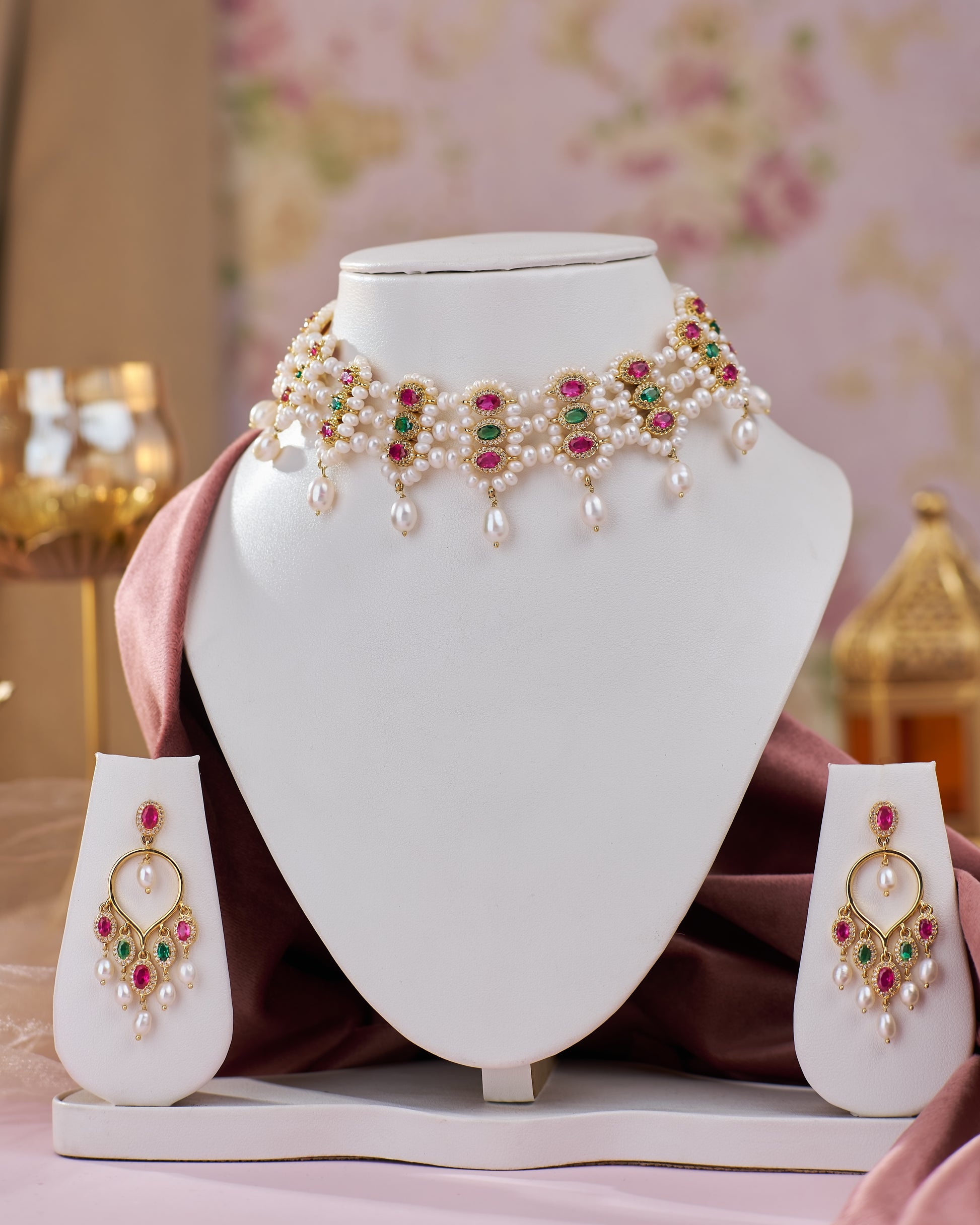 Heavenly Grace Pearl Necklace Set - Main Image