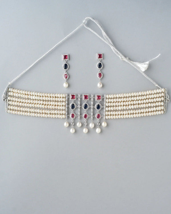 Empress Pearl & CZ Necklace Set