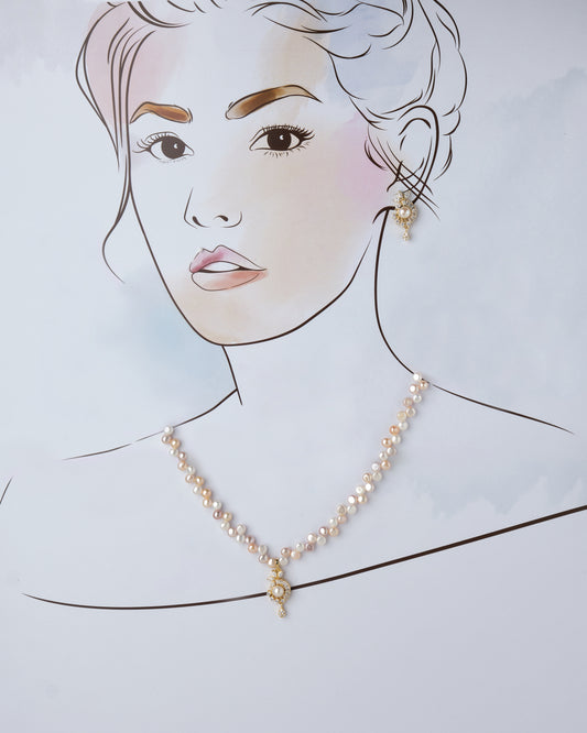 Asymmetric Glam Pearl Necklace Set