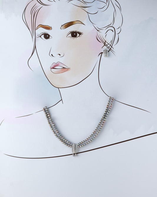 Elegant Dyed Pearl Necklace Set