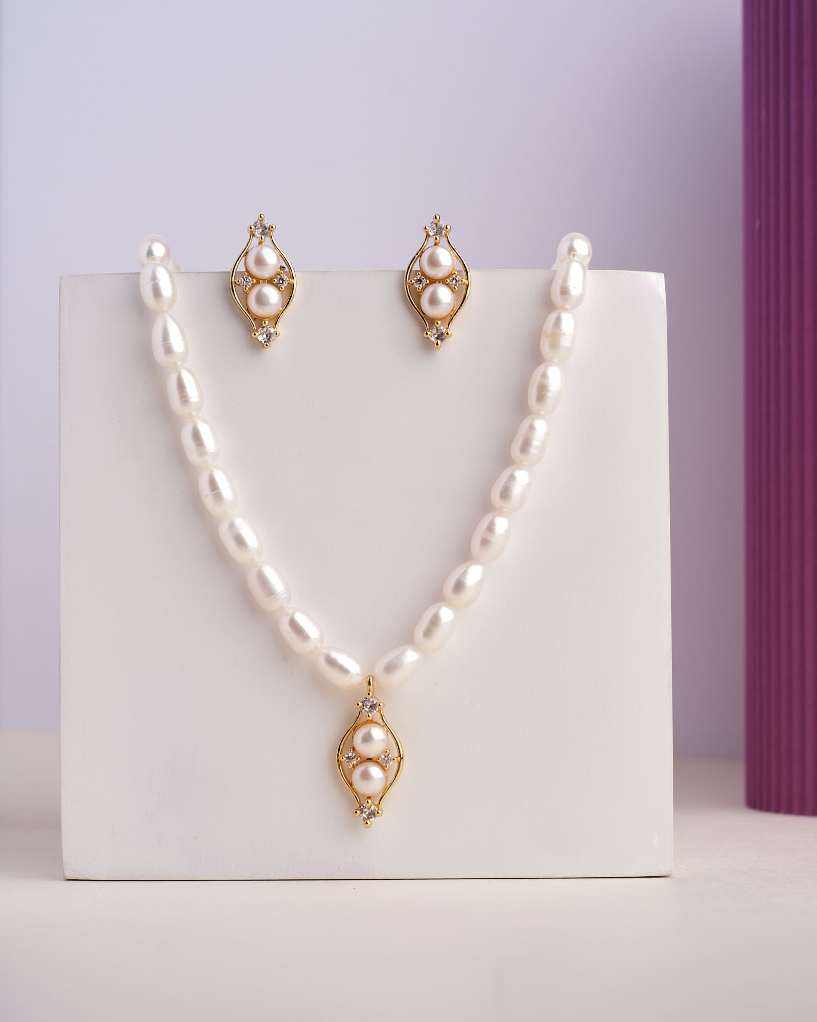 Sadhya -The Stellar Reflections Pearl Necklace Set