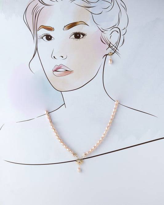 Trendy Real Pearl Necklace Set