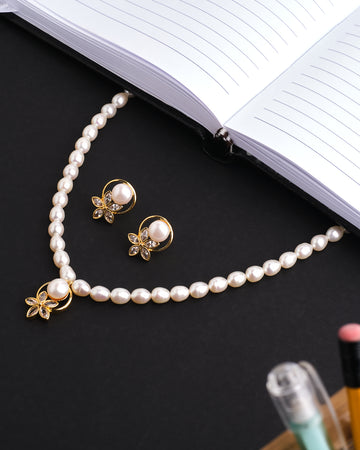 Blooming With Joy Pearl Necklace Set