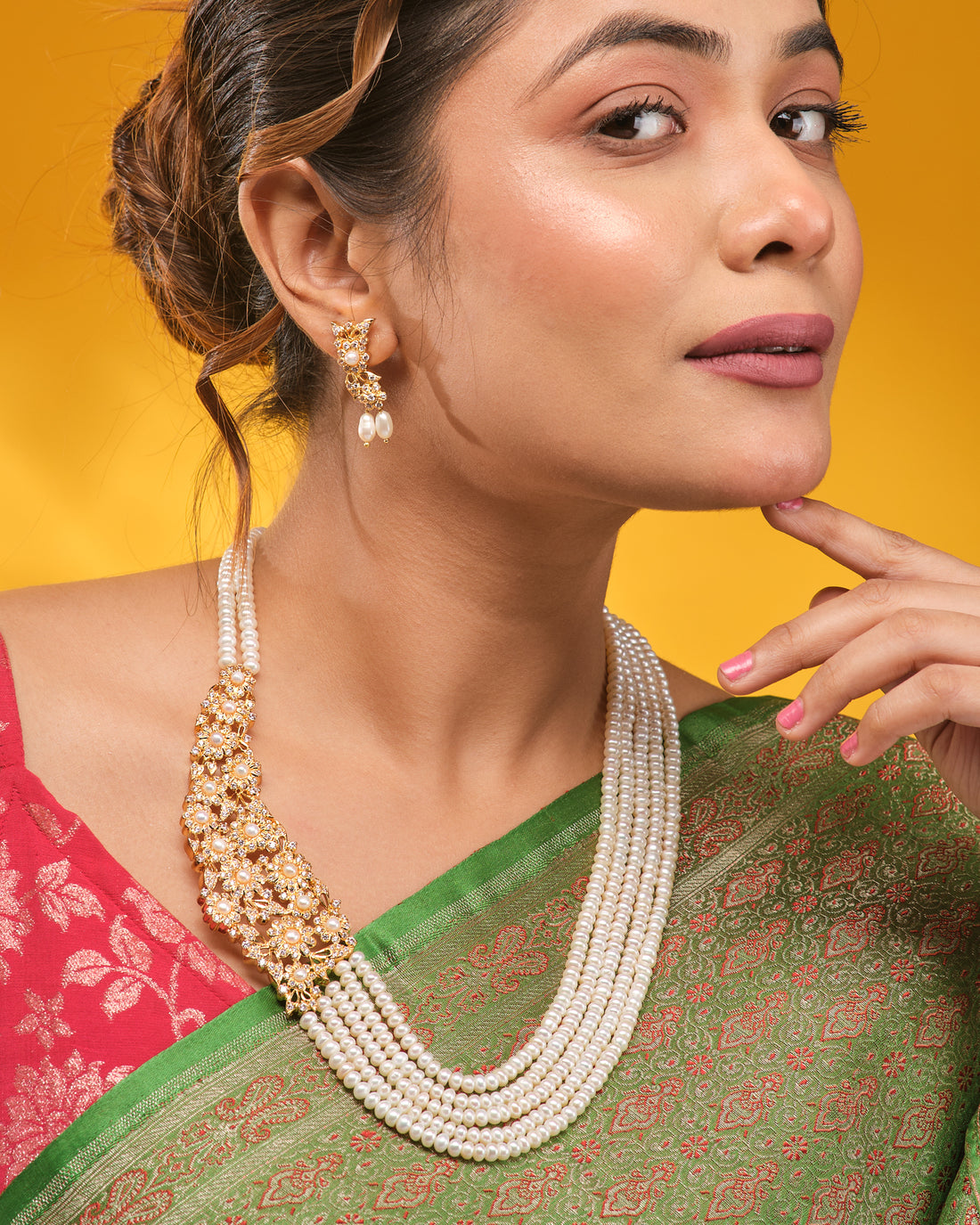 Flory Pearl & CZ Necklace Set