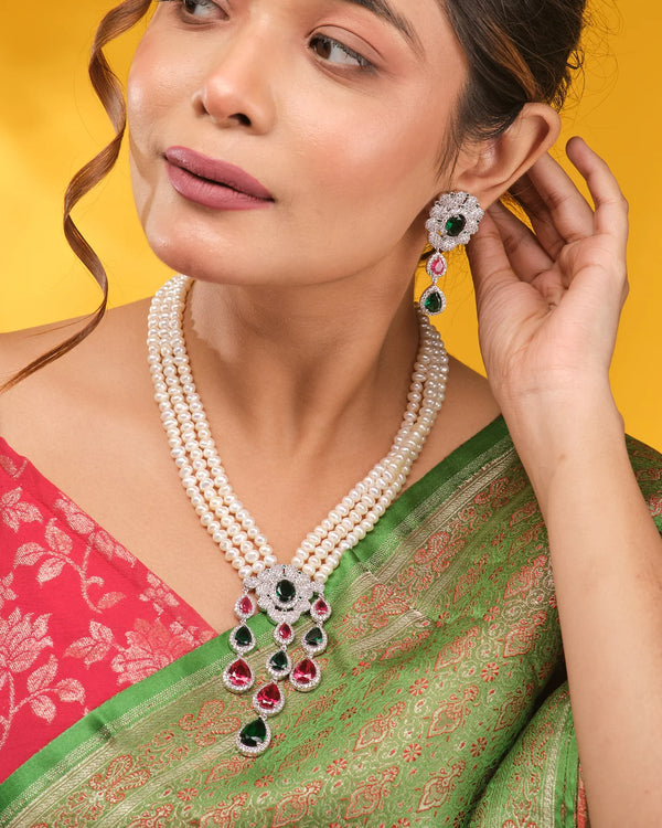 Gorgeous Dazzle Pearl CZ Set