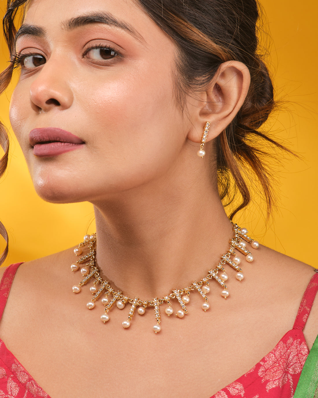 Pearl & CZ Imperial Layers Necklace Set
