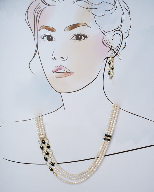Masika Side Pendant & Pearl Necklace Set