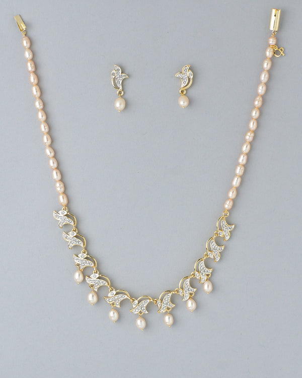 Golden Pearl Vine Bridal Necklace Set
