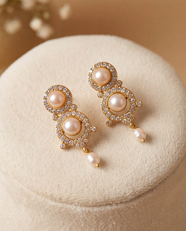 Regent Multi-Tiered Pink Pearl Set with Halo CZ Connectors