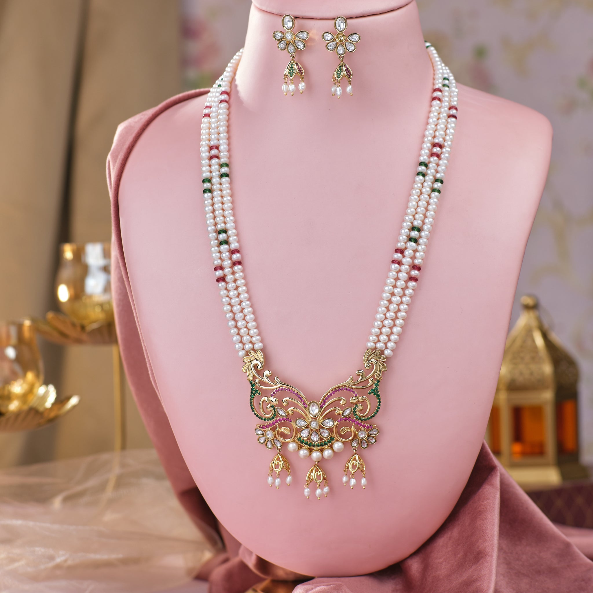 Royal Radiance Bridal Pearl & Gold Jewellery Set