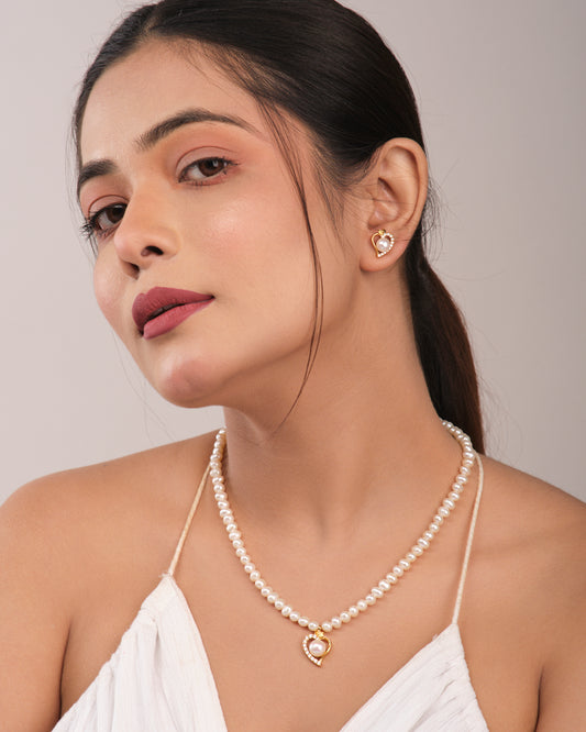 Cute Heart Single line Necklace Set