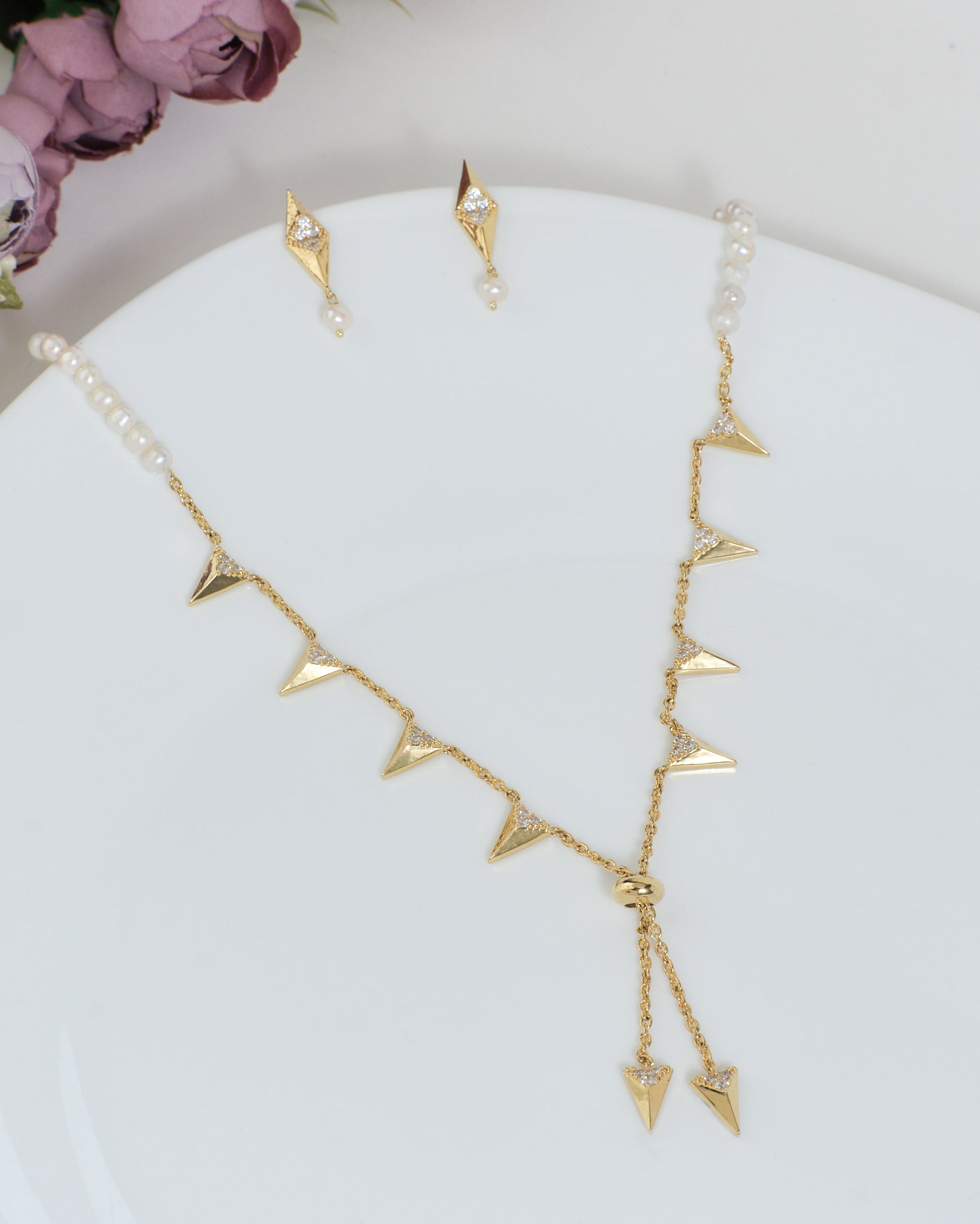 Glitz n Glam Pearl Necklace Set