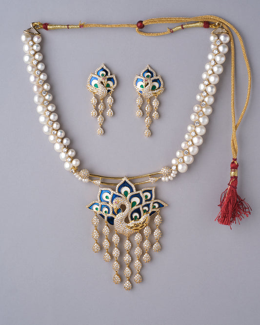 The Mayura Dripping Elegance Pearl Necklace Set