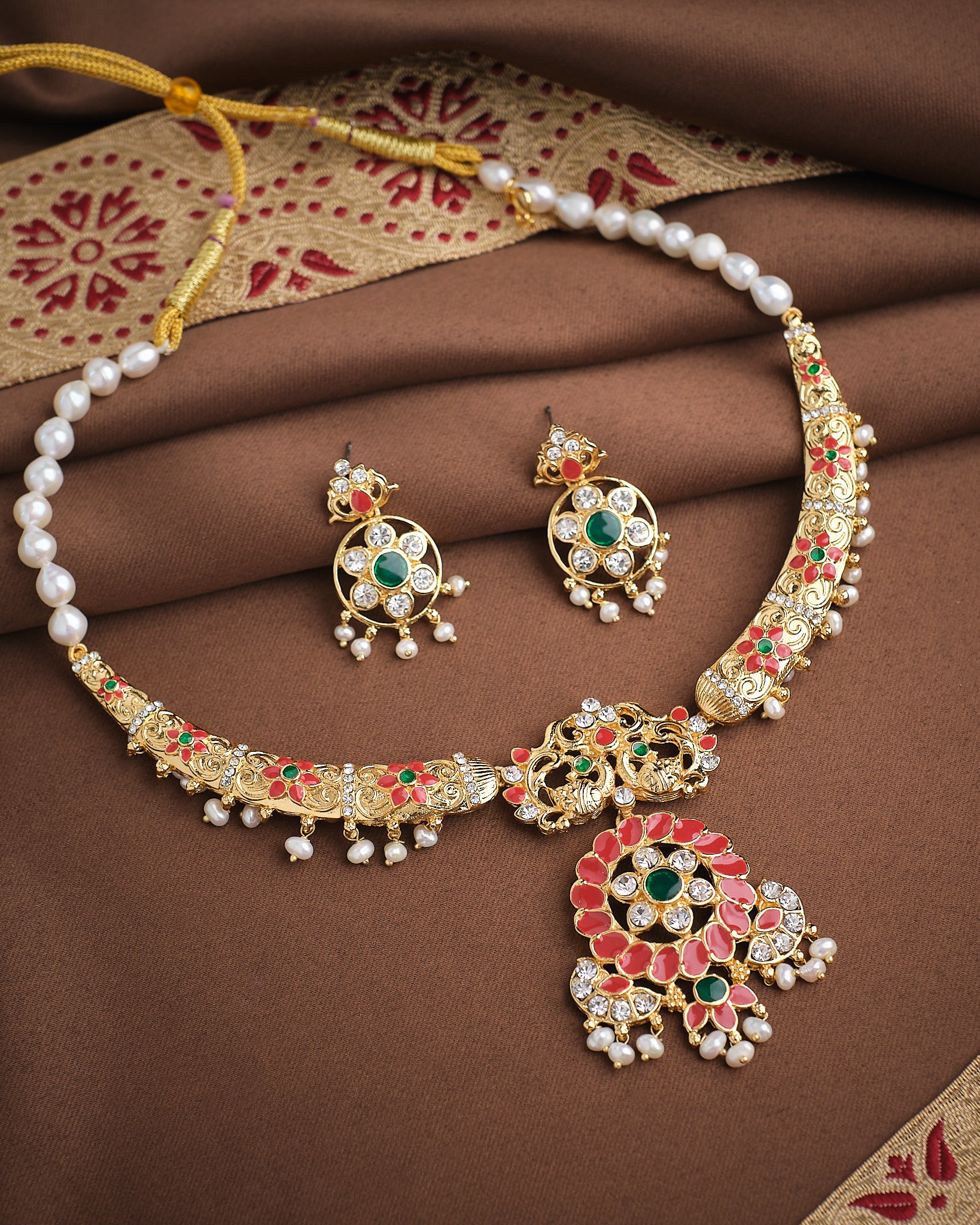 Imperial Enamel Halo Pearl CZ Set