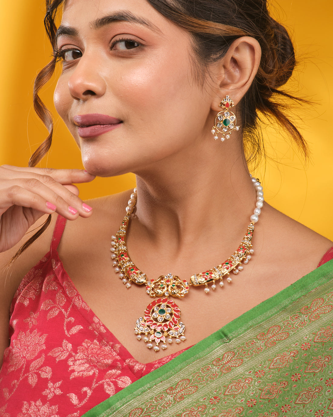Imperial Enamel Halo Pearl CZ Set