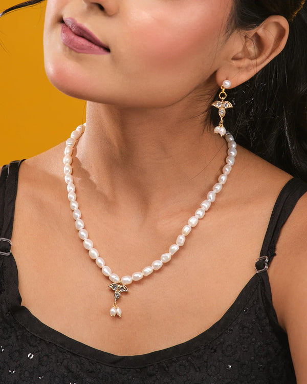 Pearl Radiance CZ Necklace Set