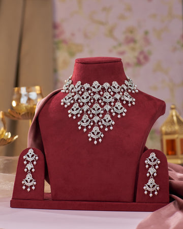 Celestial Crescent Bridal Necklace Set