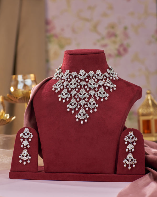 Celestial Crescent Bridal Necklace Set