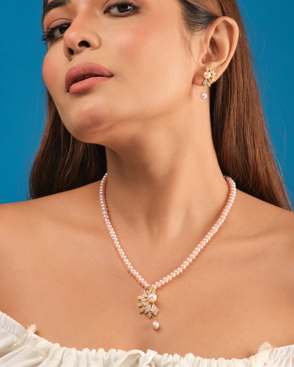 Layered Pearl & CZ Necklace Set