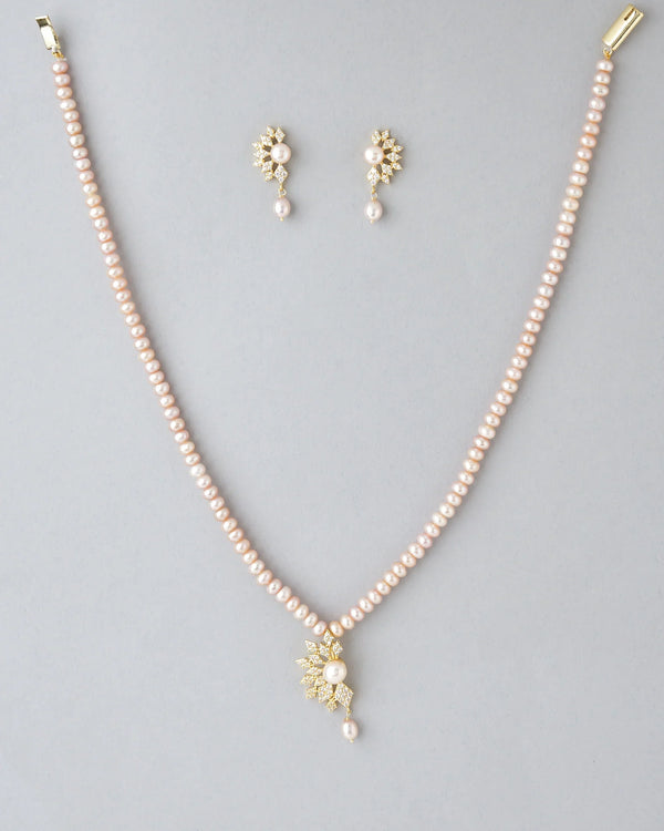 Layered Pearl & CZ Necklace Set