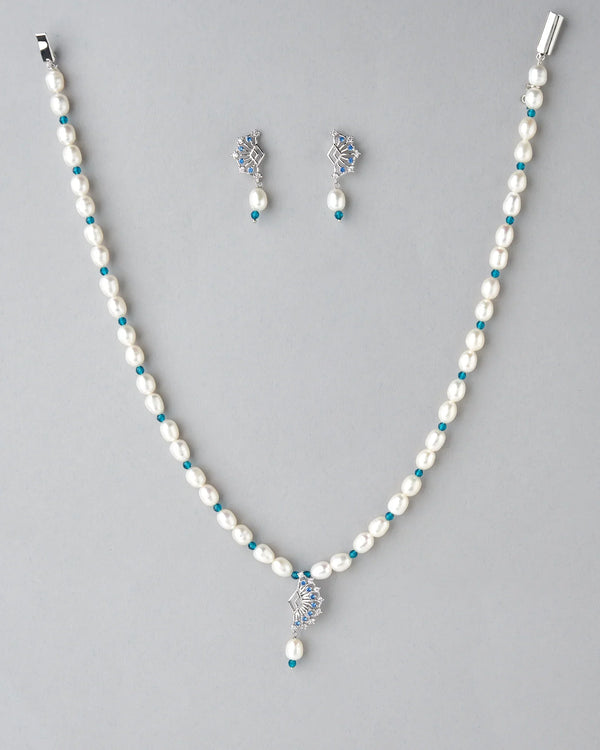 Evening Pearl & CZ Necklace Set