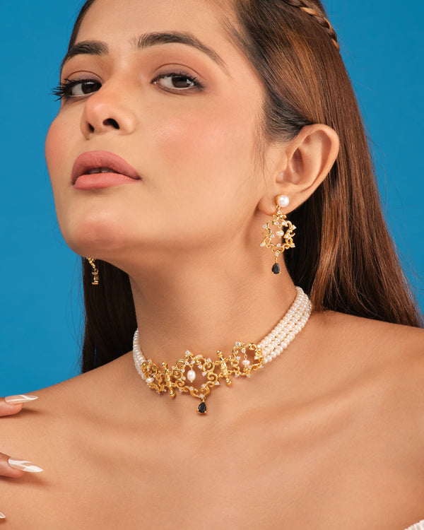 Bridal Pearl & CZ Necklace Set