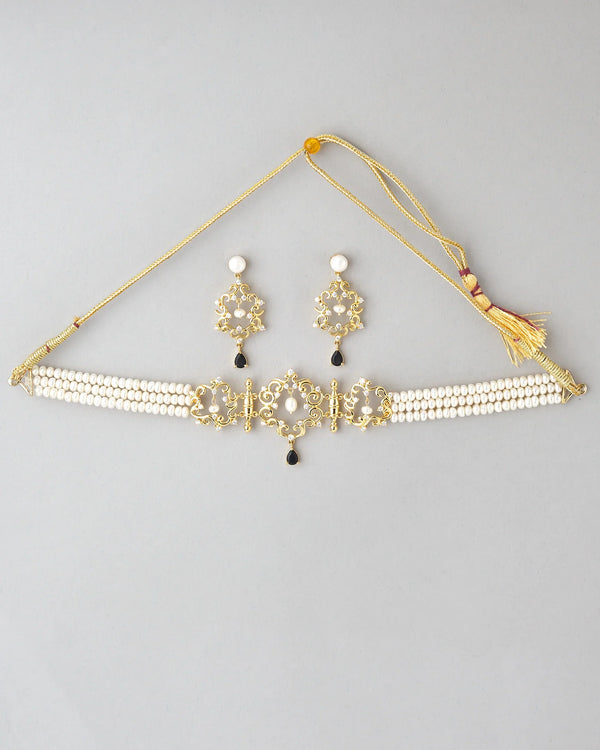 Bridal Pearl & CZ Necklace Set