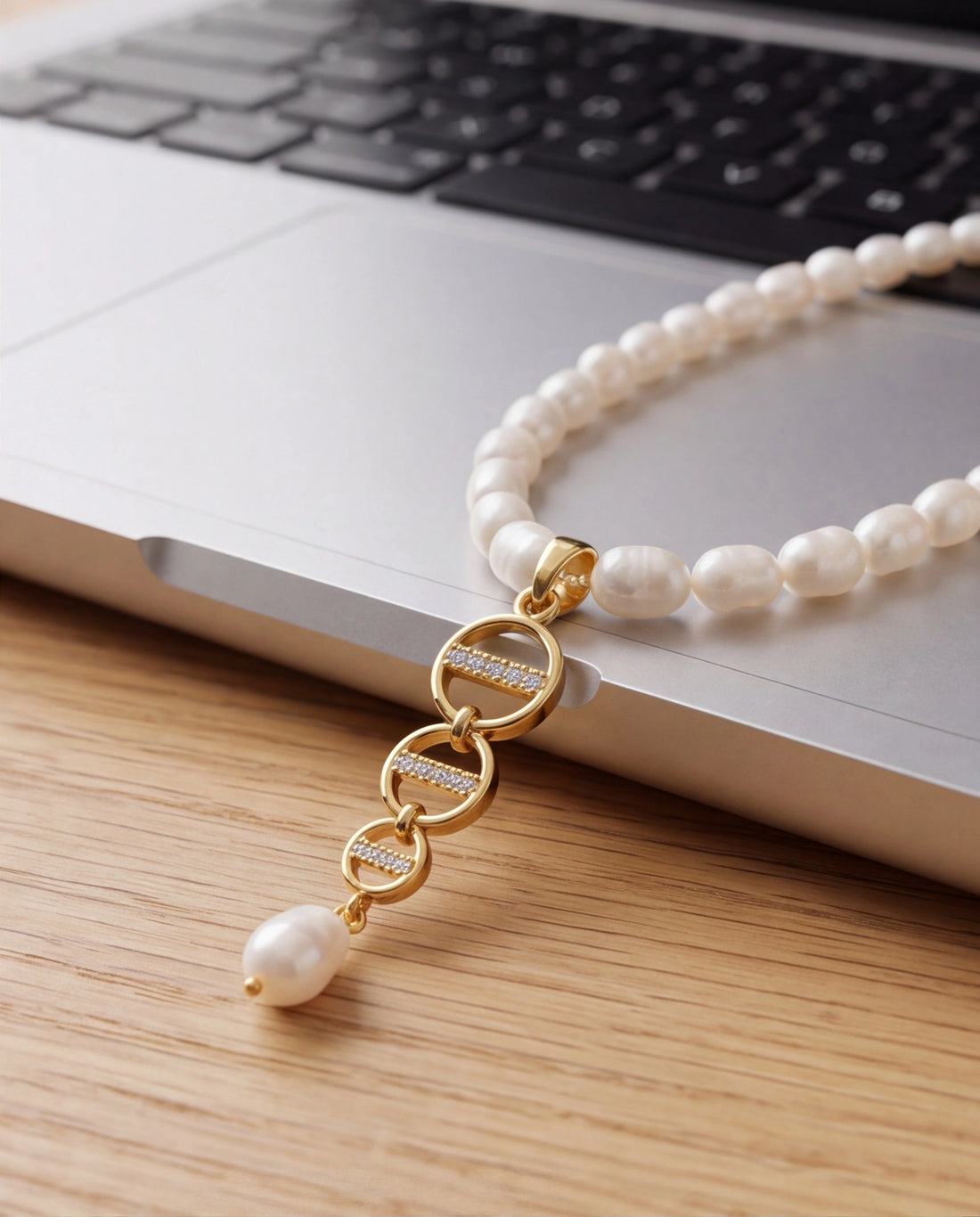 Luminous Freshwater Pearl Necklace & Drop Earrings Set