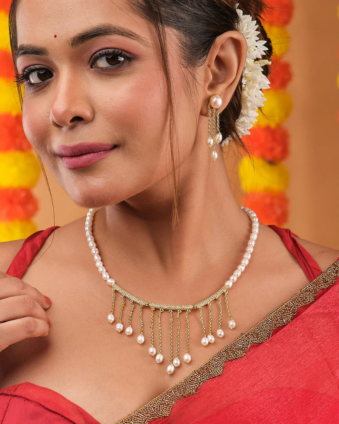 Cascading Pearl Fringe Set