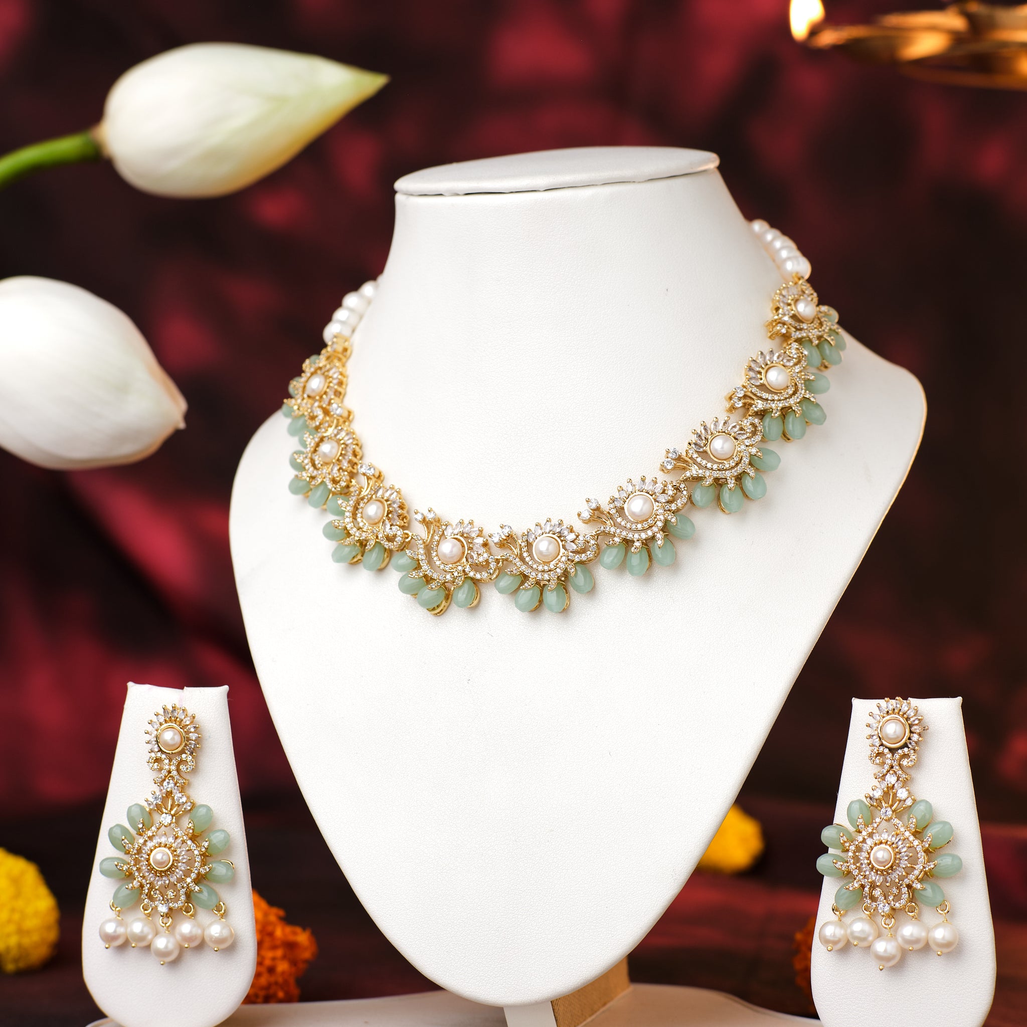 Green Bloom Pearl Set