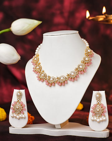 Floral Lamp Pear Necklace Set