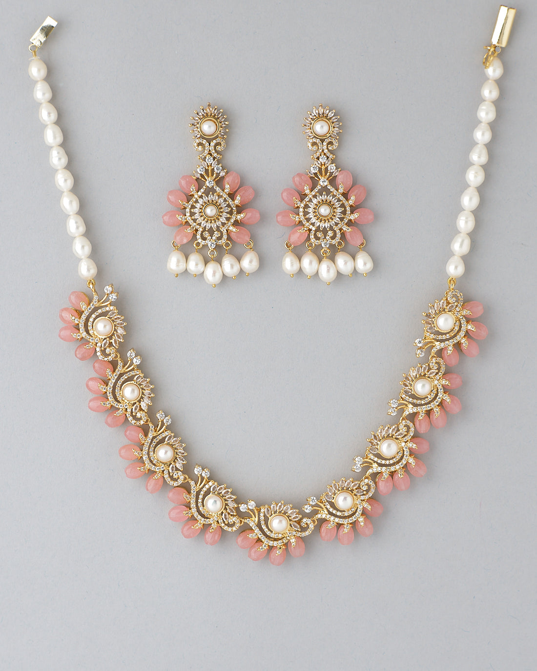 Floral Lamp Pear Necklace Set