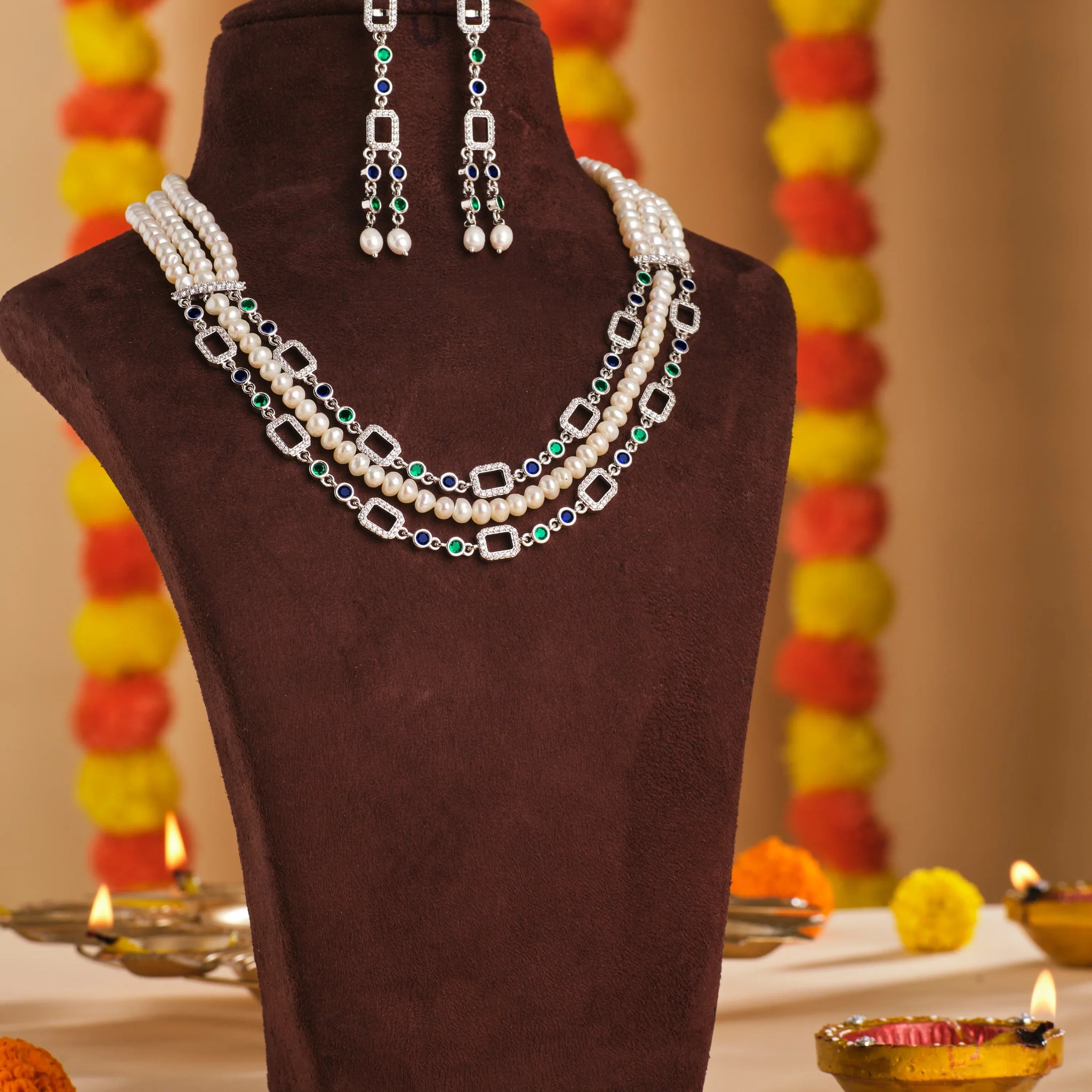 Grand Multi-Layer Pearl Necklace Set