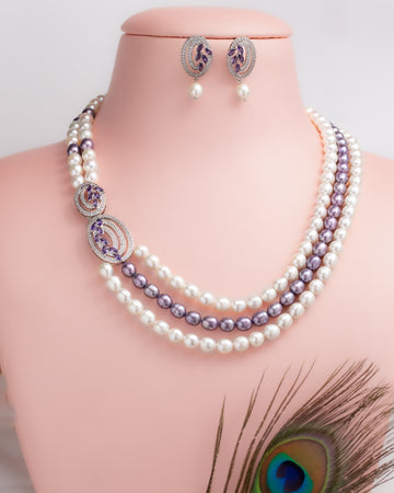 Elegant Triple-Strand Pearl Necklace Set