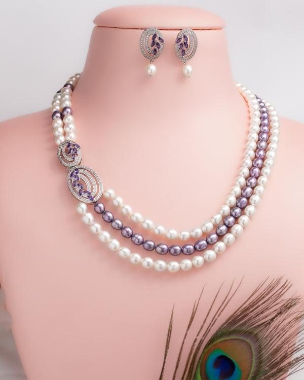 Elegant Triple-Strand Pearl Necklace Set