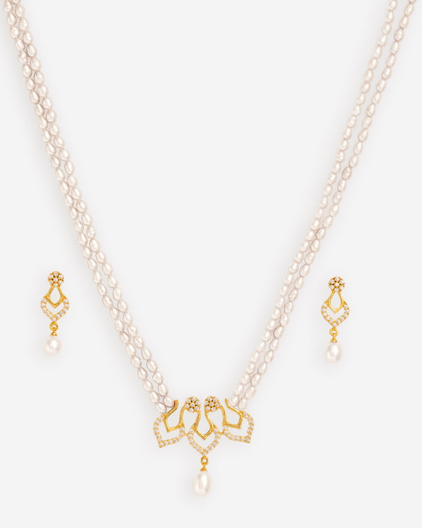 Classic Double-Strand Pearl Necklace Set