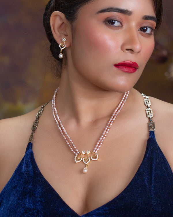 Classic Double-Strand Pearl Necklace Set