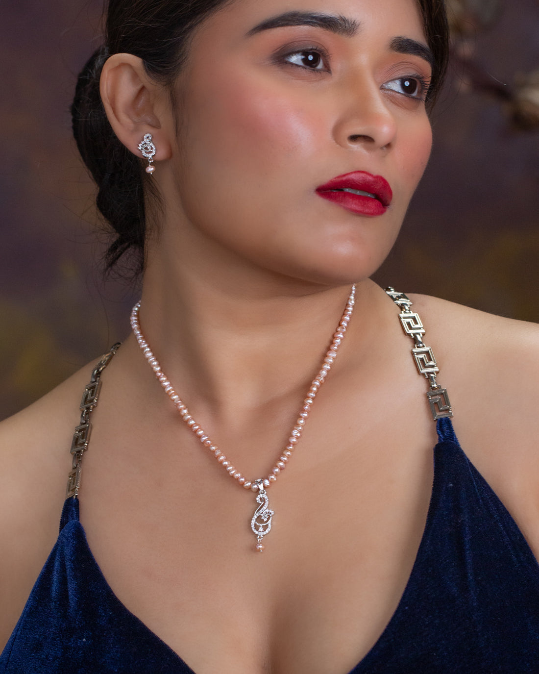 Elegant Pearl Necklace Set with CZ Swan Pendant