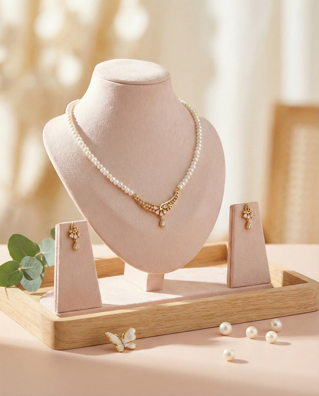 Regal Splendour Pearl & Cubic Zirconia Jewellery Set