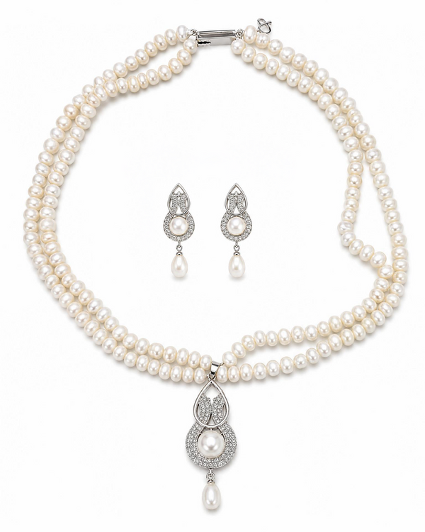 Timeless Double-Strand Pearl Necklace Set