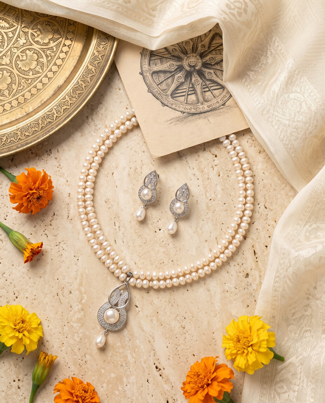 Timeless Double-Strand Pearl Necklace Set