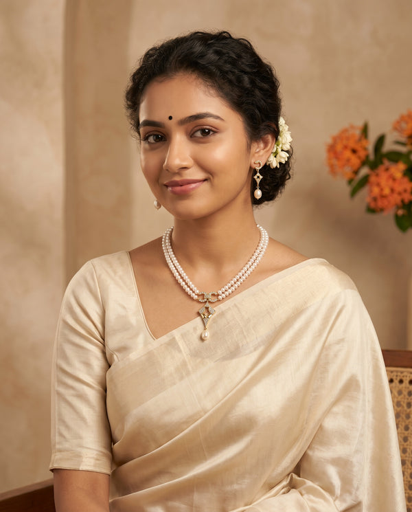 Chic Double-Strand Gold Plated Pearl Jewellery Set